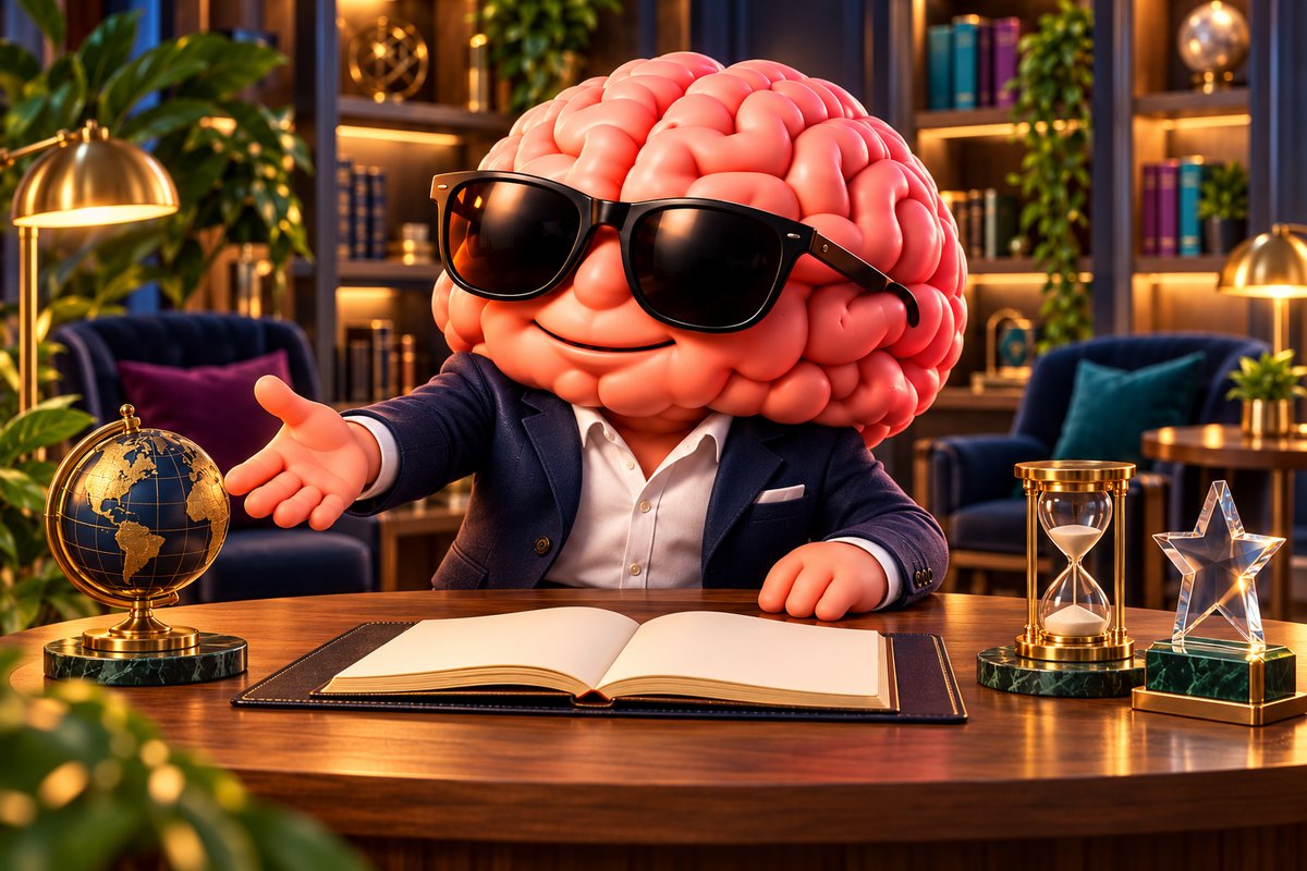 Brain Dude hosting a general knowledge challenge in a welcoming library lounge